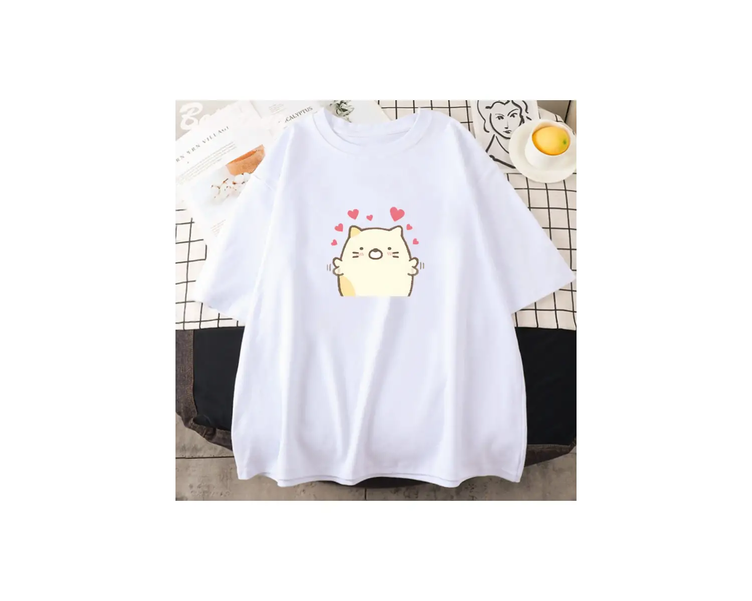 Beyaz Sumikko Gurashi Yeni Harajuku Komik Estetik Grafik leri Unisex Anime Karikatür Ra