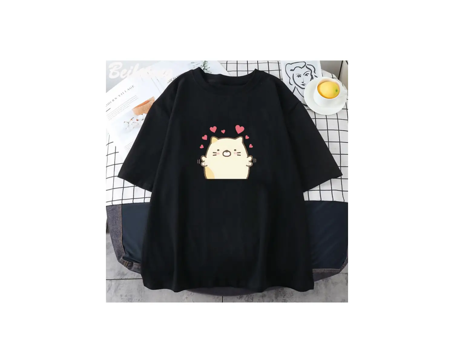 Beyaz Sumikko Gurashi Yeni Harajuku Komik Estetik Grafik leri Unisex Anime Karikatür Ra