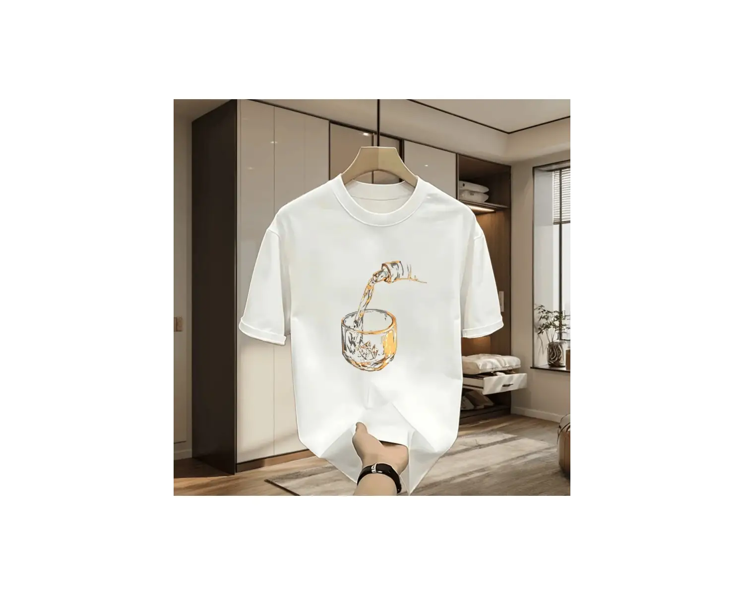 Beyaz Süper Yakışıklı Saf Baskılı Ağır Trendy Marka Saf Baskılı Yaz