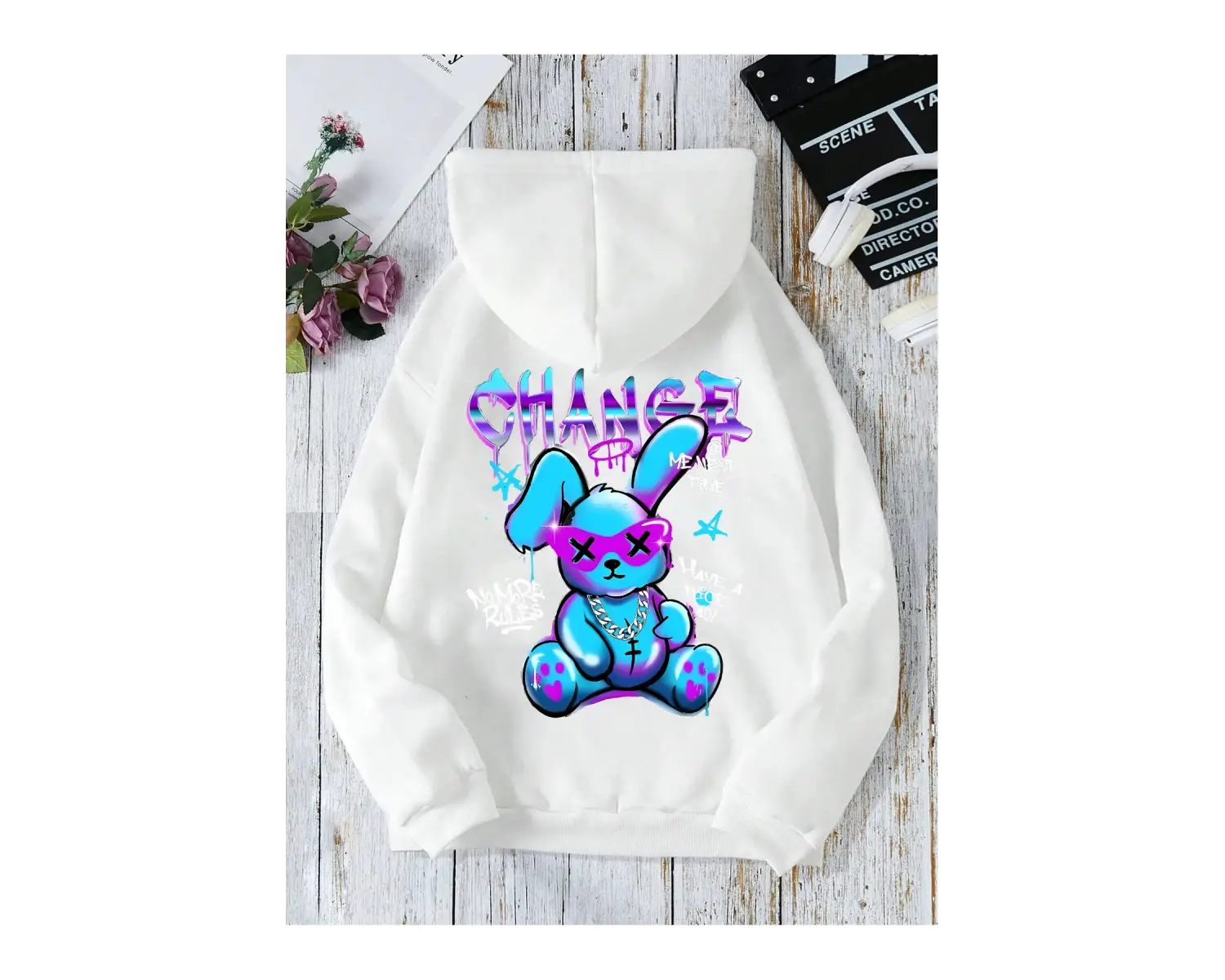 Beyaz Tavşan Karikatürler Crewneck