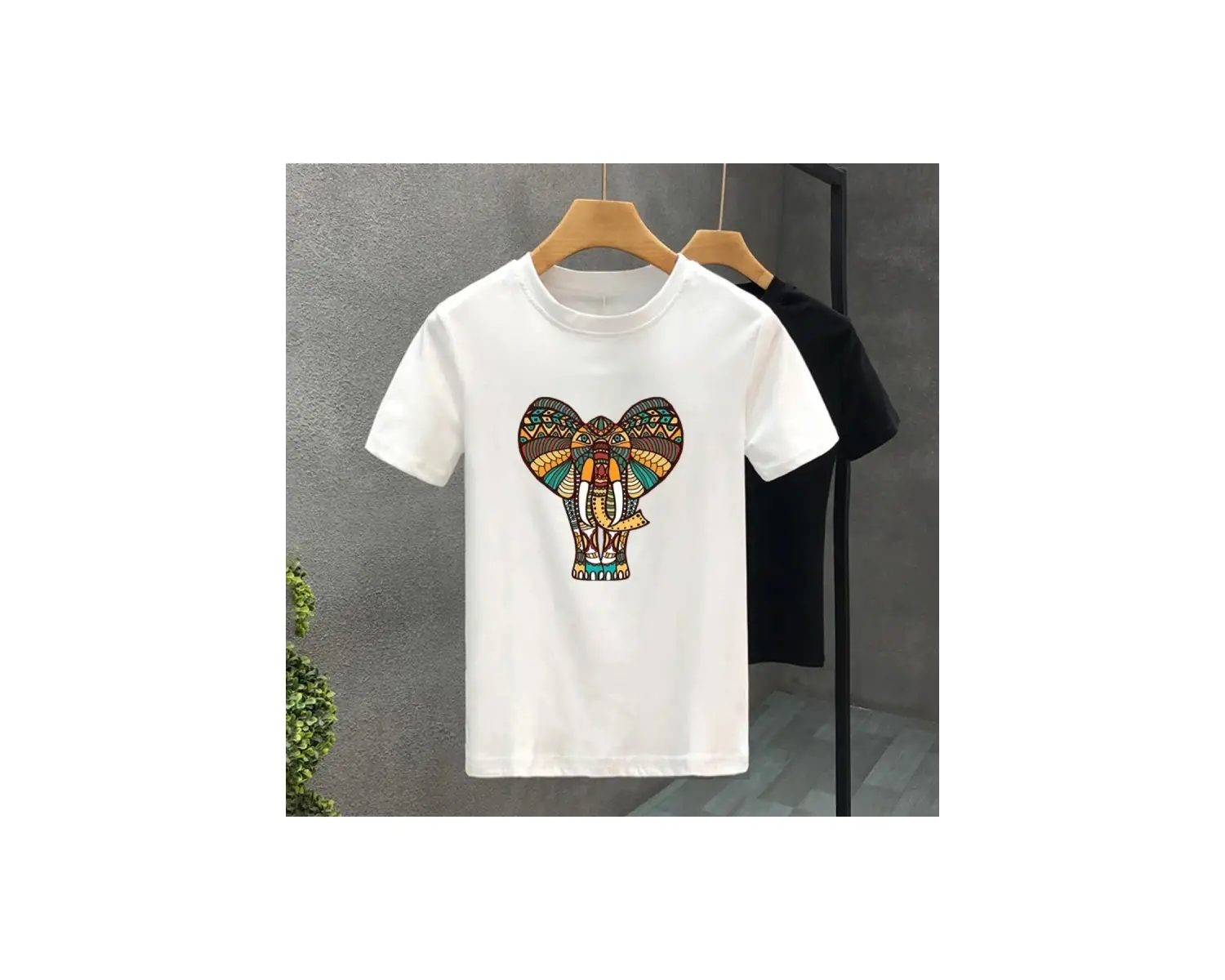 Beyaz Tayland Fil Yaratıcılık Baskı Yaz Tees Marka Üstleri Grafik