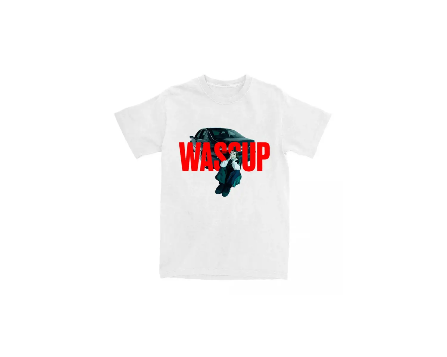 Beyaz Tee Genç Miko WASSUP Tek Yaz Yuvarlak Boyun Tshirt Şarkıcı Bas