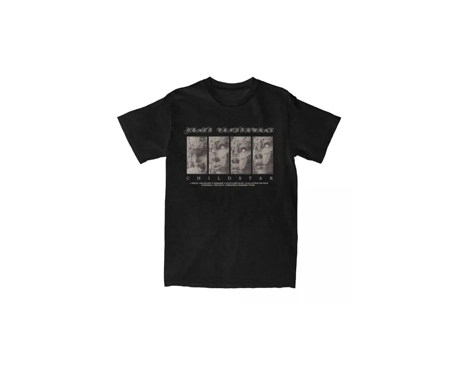 Beyaz Tee Grace Vanderwaal CHILDSTAR Albümü /Erkek Unisex Streetweed Kısa K