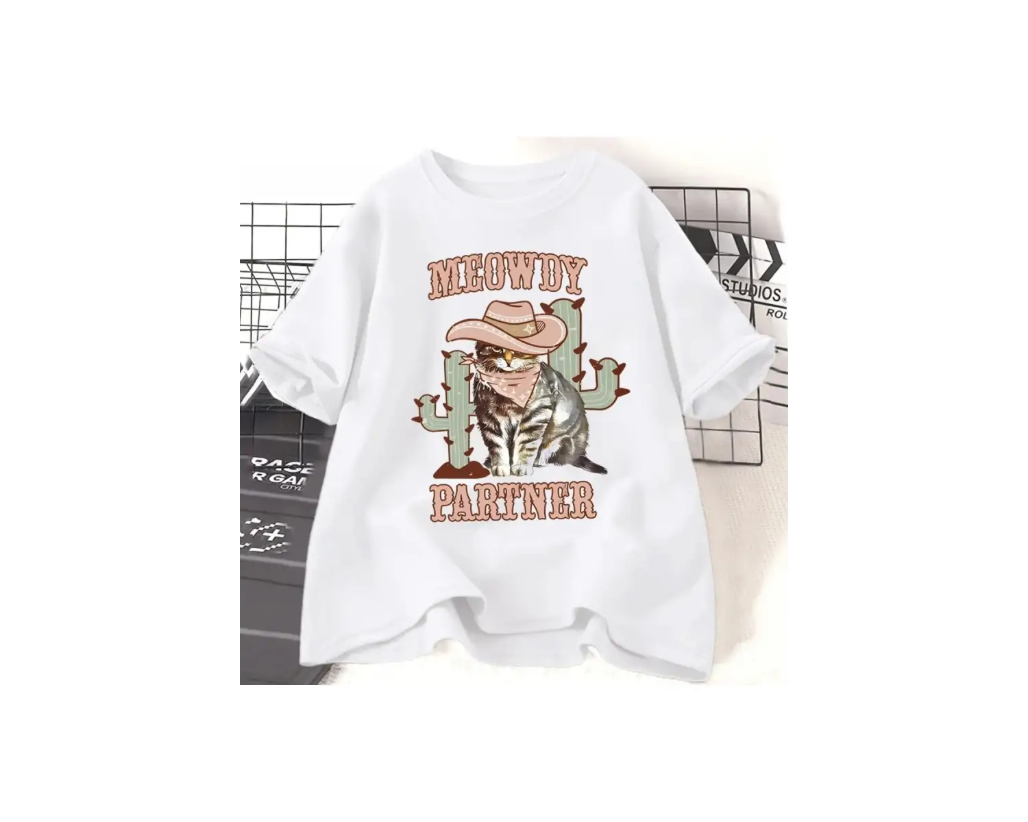 Beyaz Tole Tole Kedi T Sevimli Kediler Meme Trend Y2k lar için Yumuşak Nefes Ra