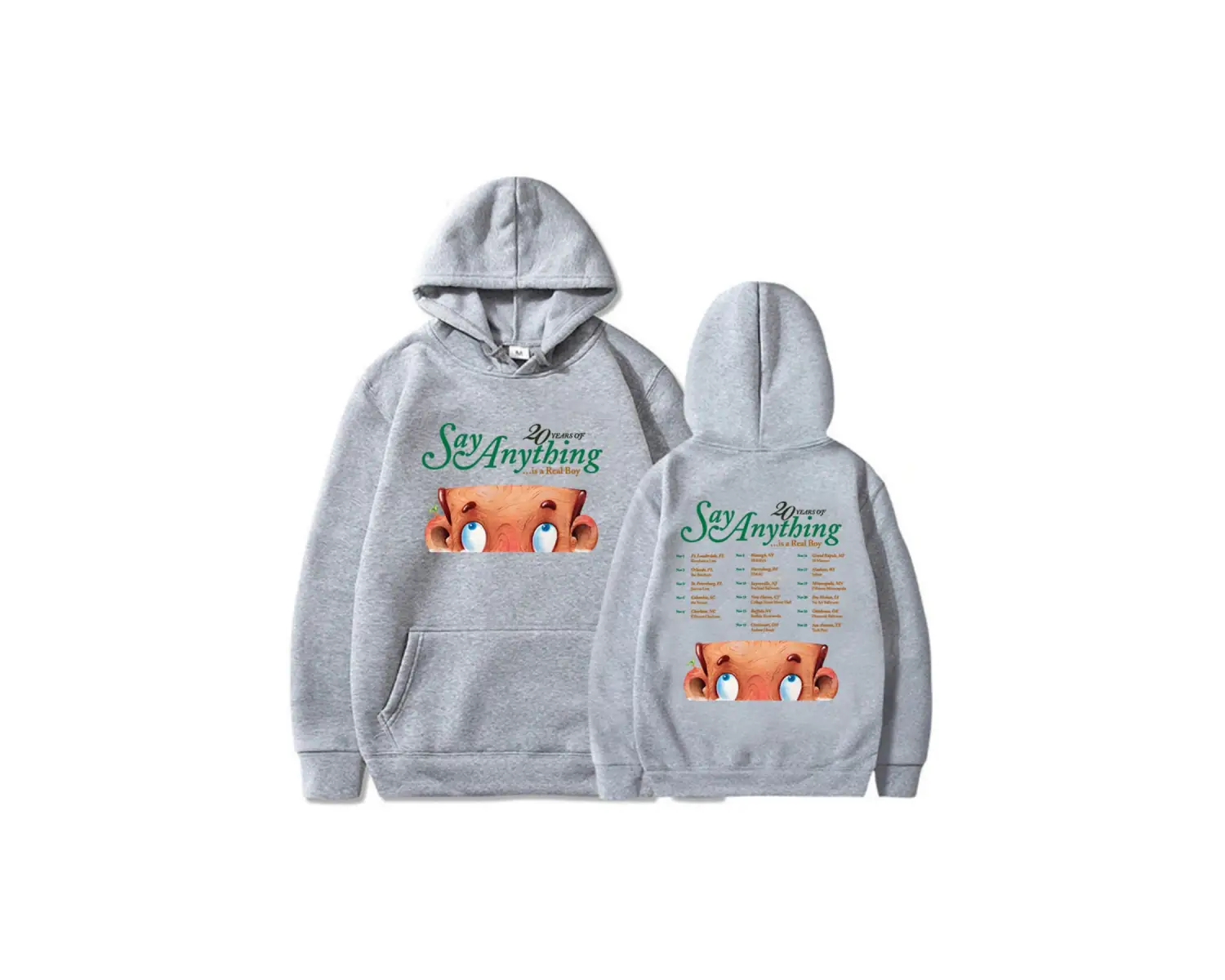 Beyaz Unisex 20 Years of Say Anything Is A Real Boy Tour Rock Band Hip Hop Streetwear Winte