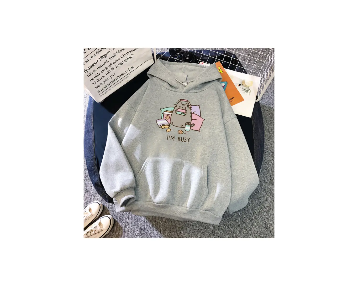 Beyaz Unisex 2021 komik kedi Hoodie moda Kawaii kore Harajuku 90 s karikatür elbise kadı