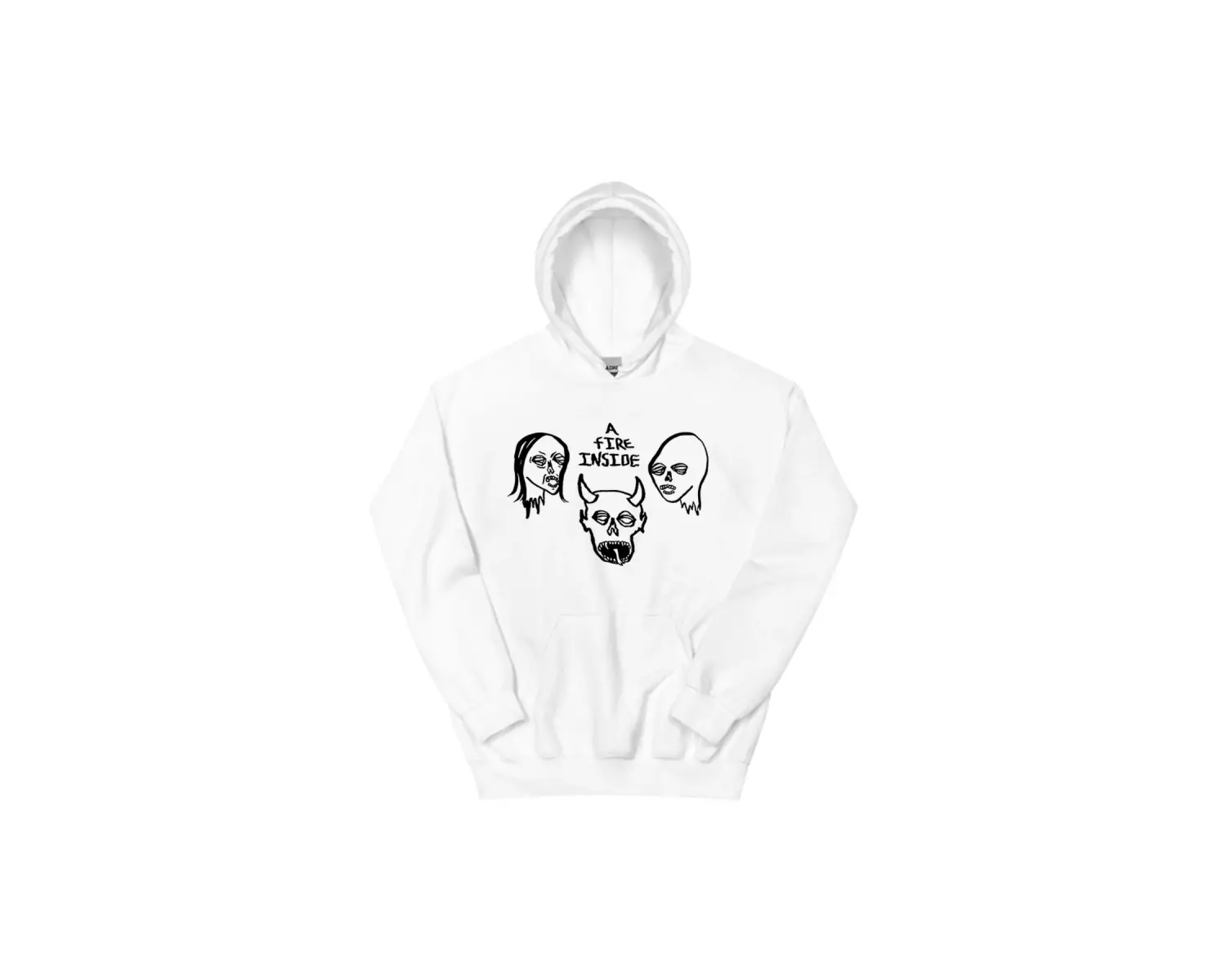 Beyaz Unisex A Fire Inside Siyah Hoodie Yüzleri Fildişi AFI Grafik Moda Kapşonlu