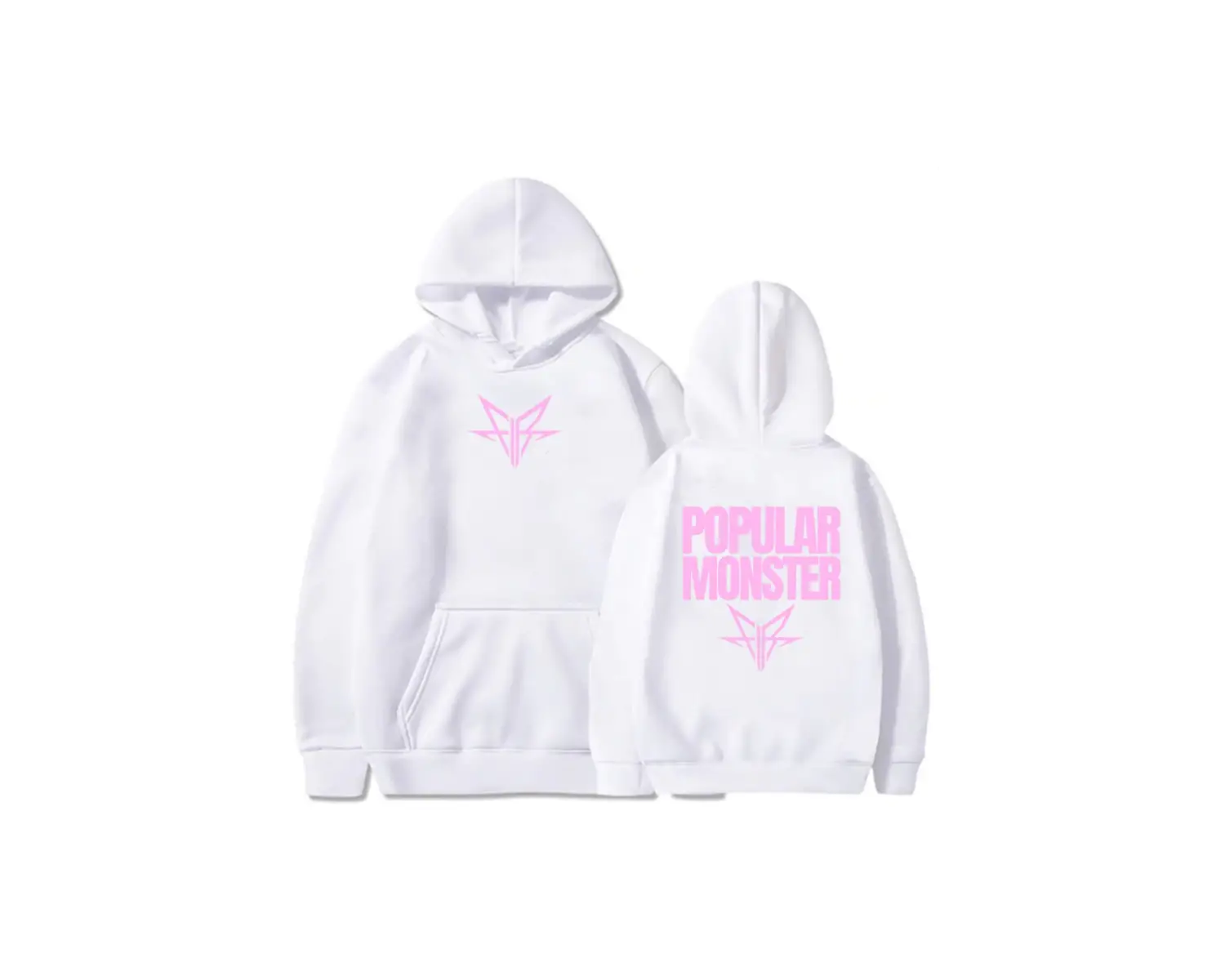 Beyaz Unisex Albüm Popüler Monstour Baskı Kapüşonlular Ters Rock Grubunda Düşen
