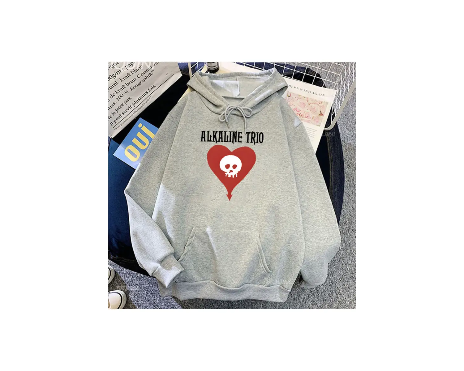 Beyaz Unisex Alkalin Trio Rock Band grafik ağır zihinsel müzik baskı Moletom rahat erkekle