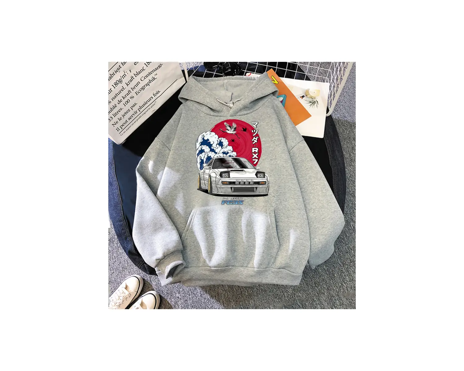 Beyaz Unisex Anime Hoodie Sokak Stili Nippon Crewneck Üstleri Y2k Boy