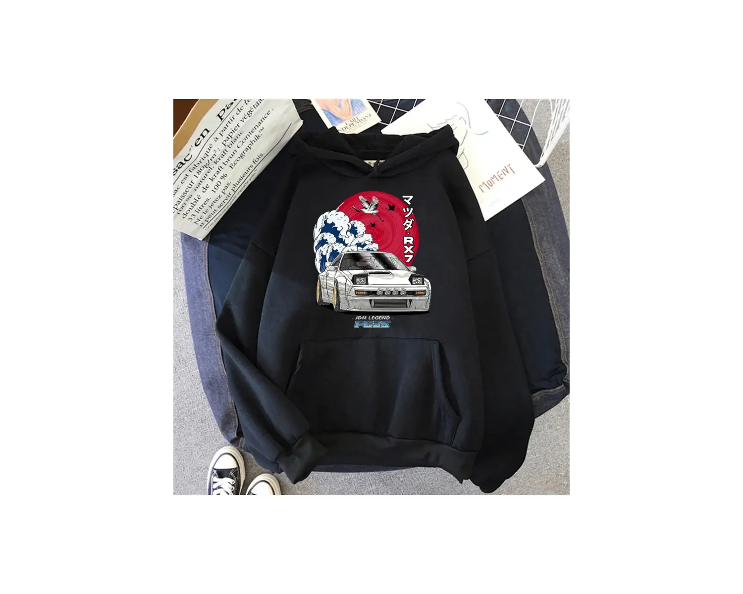 Beyaz Unisex Anime Hoodie Sokak Stili Nippon Crewneck Üstleri Y2k Boy