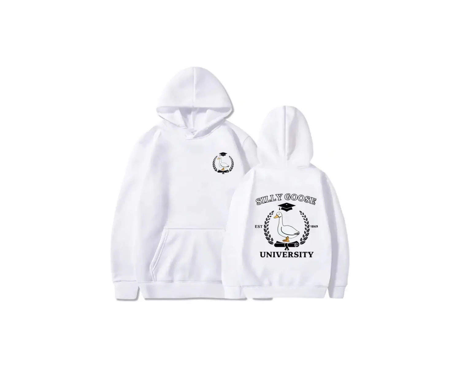 Beyaz Unisex Aptal kaz üniversitesi baskıi yaygın Vintage rahat sonbahar erkekpola