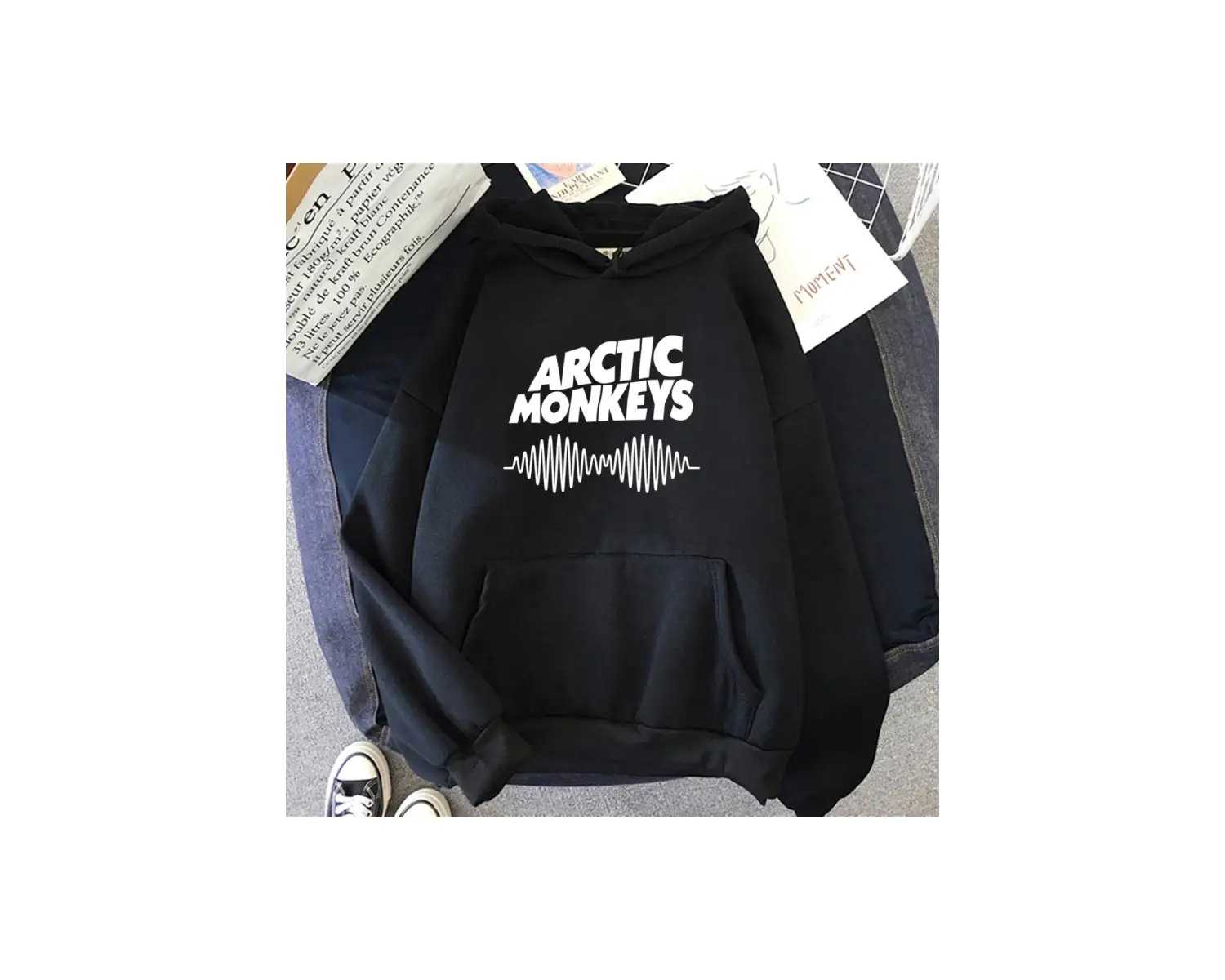 Beyaz Unisex ARCTIC MONKEYS ses dalga Hoodie müzik grubu hayranları giysi baskılıkla