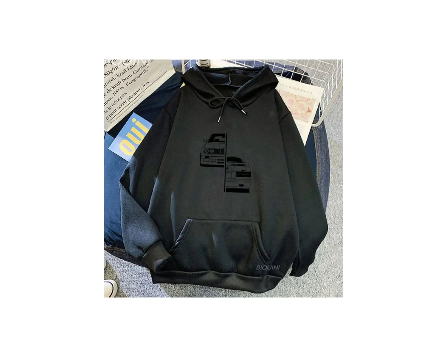 Beyaz Unisex Baskılı Grafik Kapüşonlular Yaygın Sonbahar Rahat Vintage Giyim Rahat Po