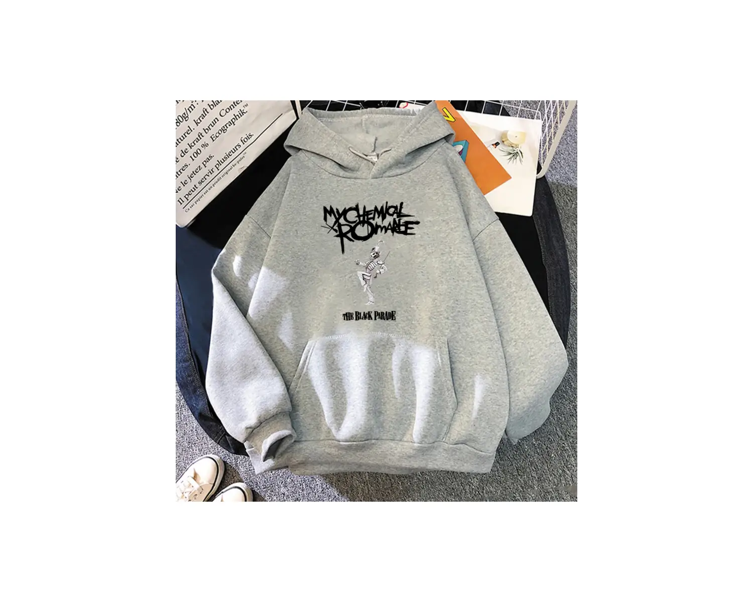 Beyaz Unisex Benim kimyasal Romance Punk Band lar siyah Parade Hoodie