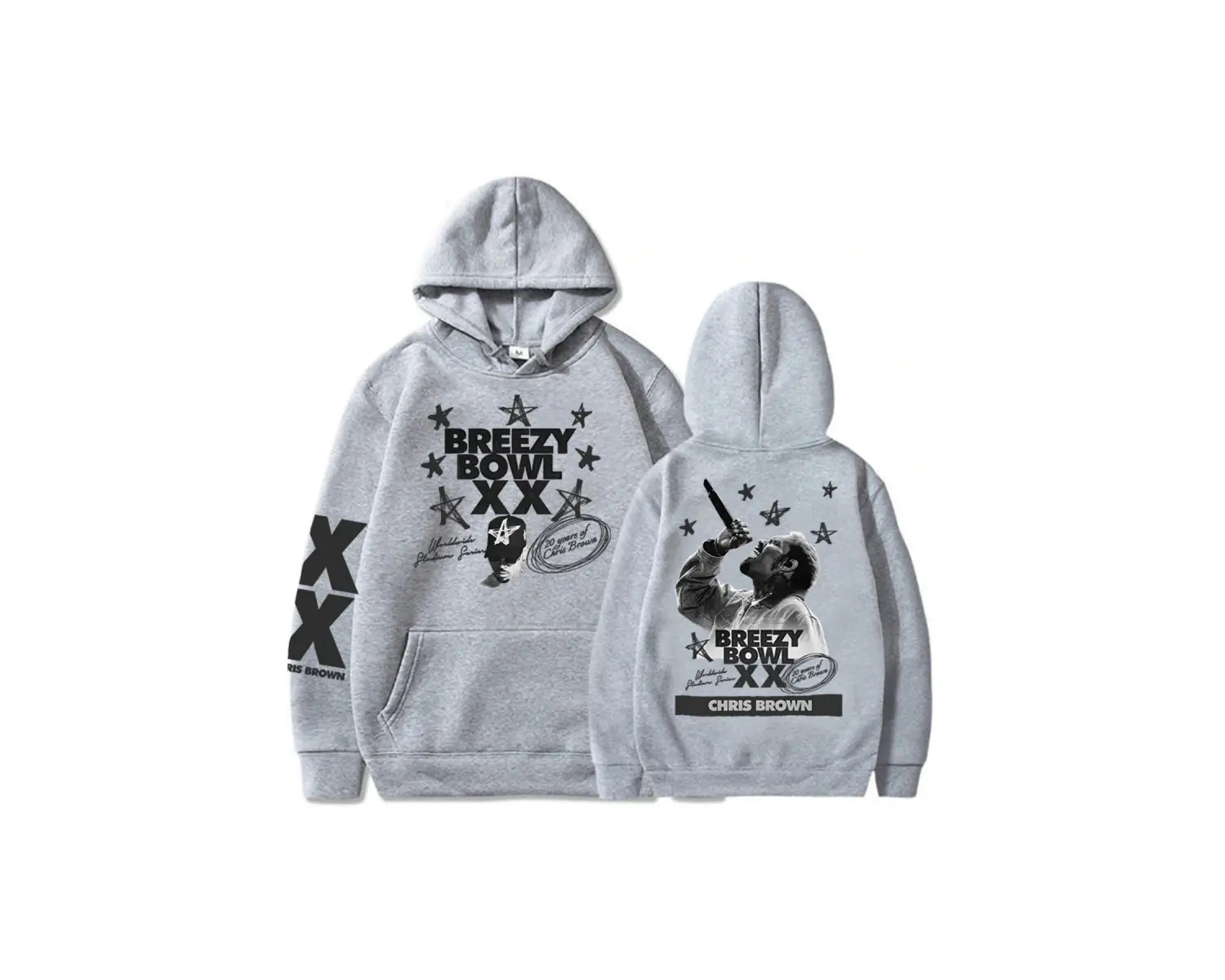 Beyaz Unisex BREEZY BOWL XX PREGAME HOODIE Chris Brown Baskı Kapşonlu