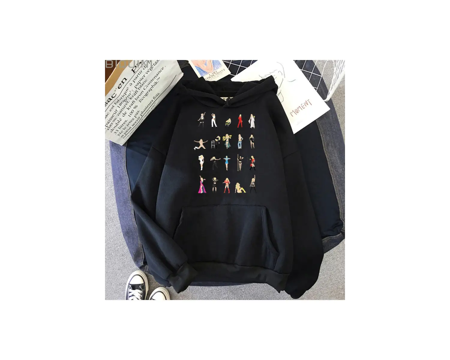 Beyaz Unisex Britney Spears resimli Hoodie klasik stil tasarım Pop müzik ödülleri kadınla