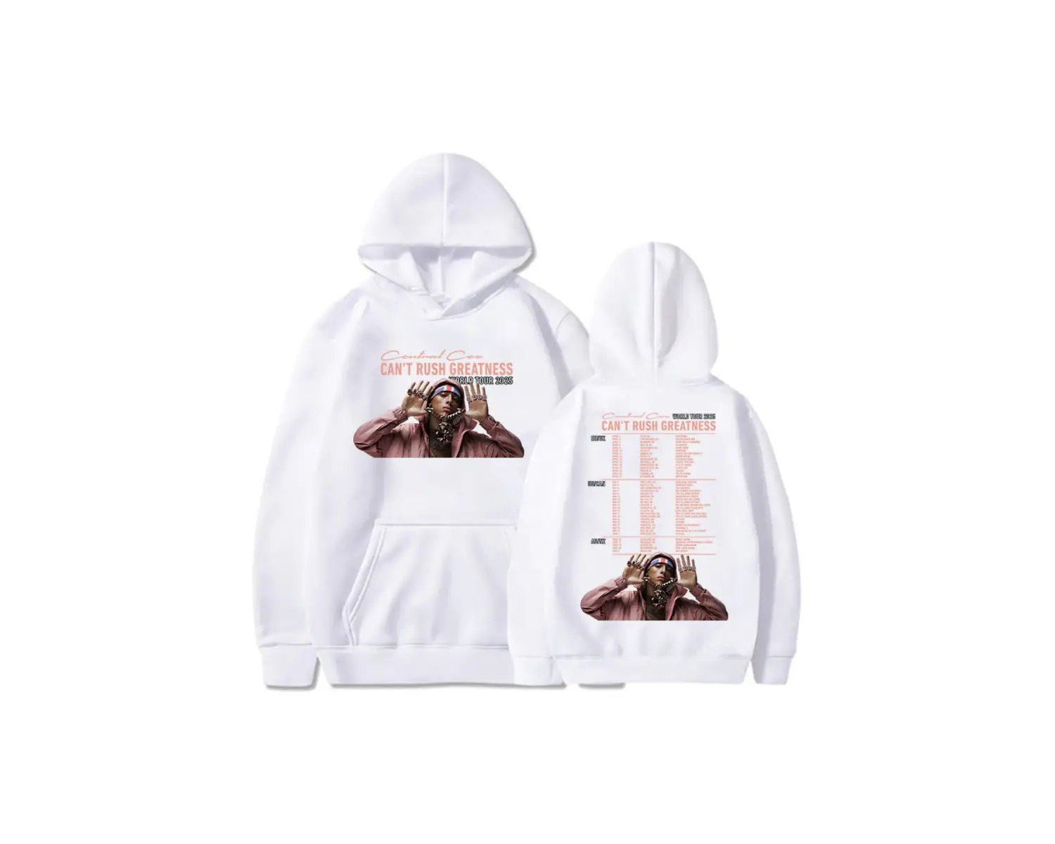 Beyaz Unisex CANT RUSH GREATNESS World Tour 2025 Central Cee Singer Printing Sweatshirts Moletom