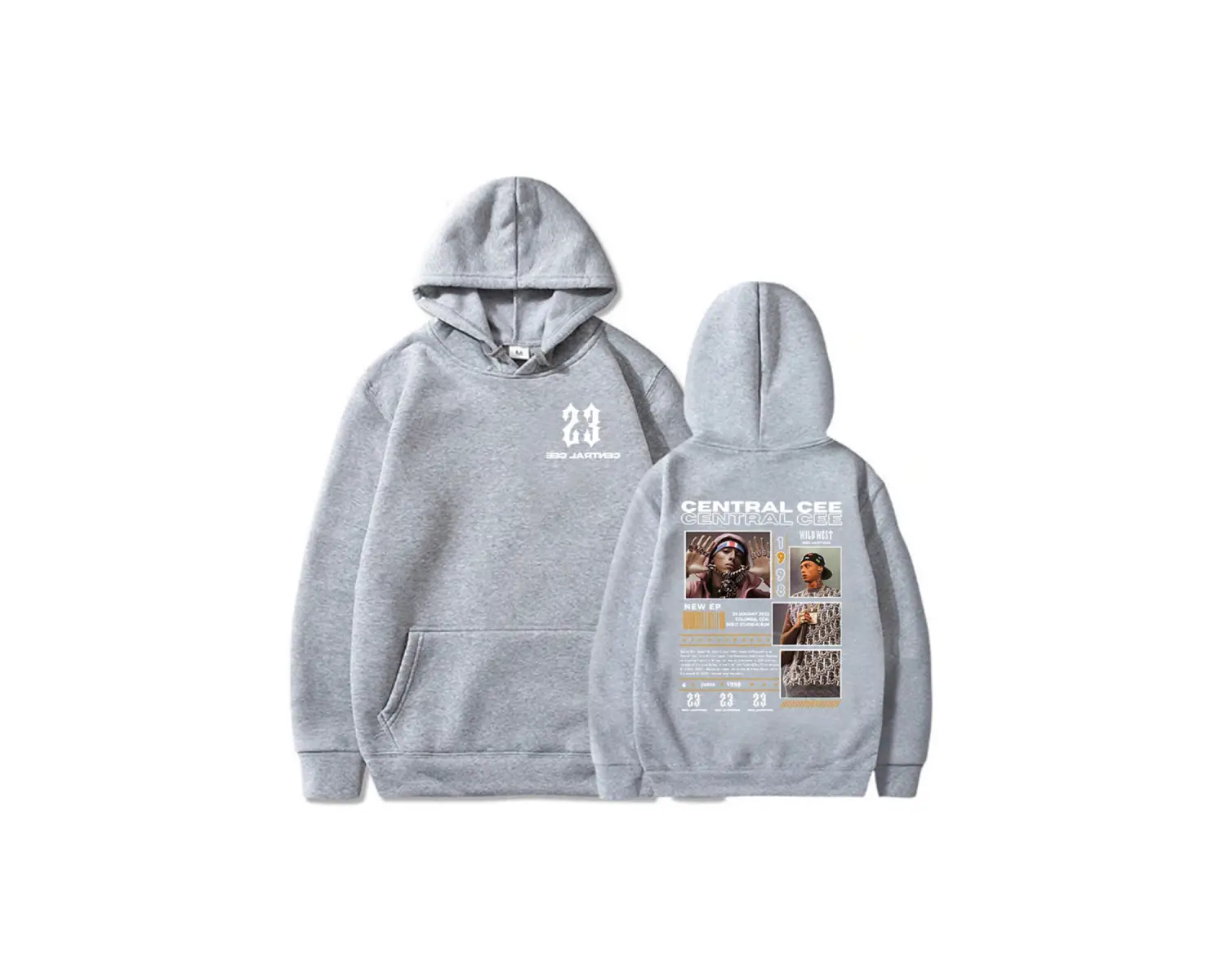 Beyaz Unisex Central Cee GREATNESST RUSH BEDEN Baskılı Kapüşonlular Kapşonlu Sokak Şı