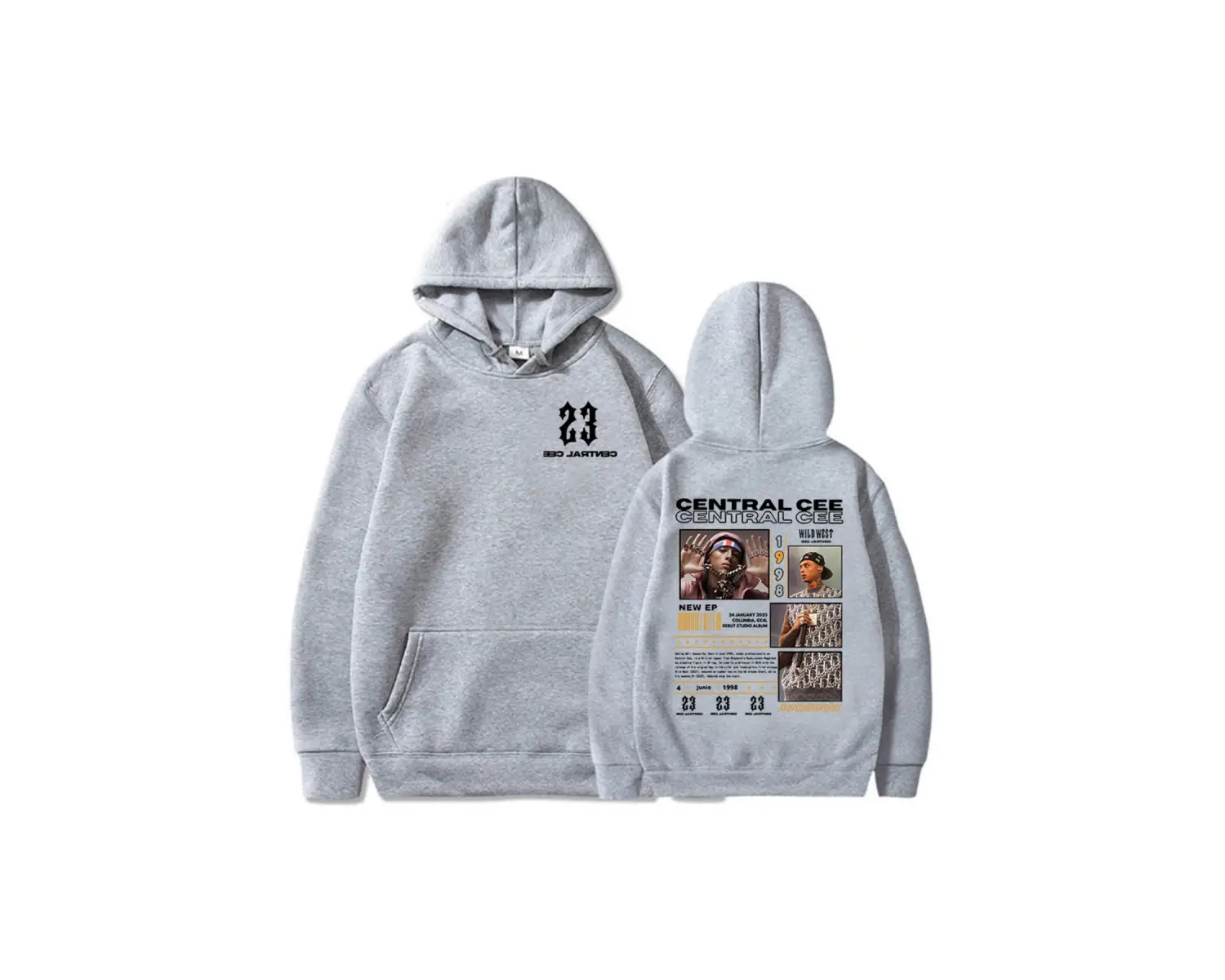 Beyaz Unisex Central Cee GREATNESST RUSH BEDEN Baskılı Kapüşonlular Kapşonlu Sokak Şı