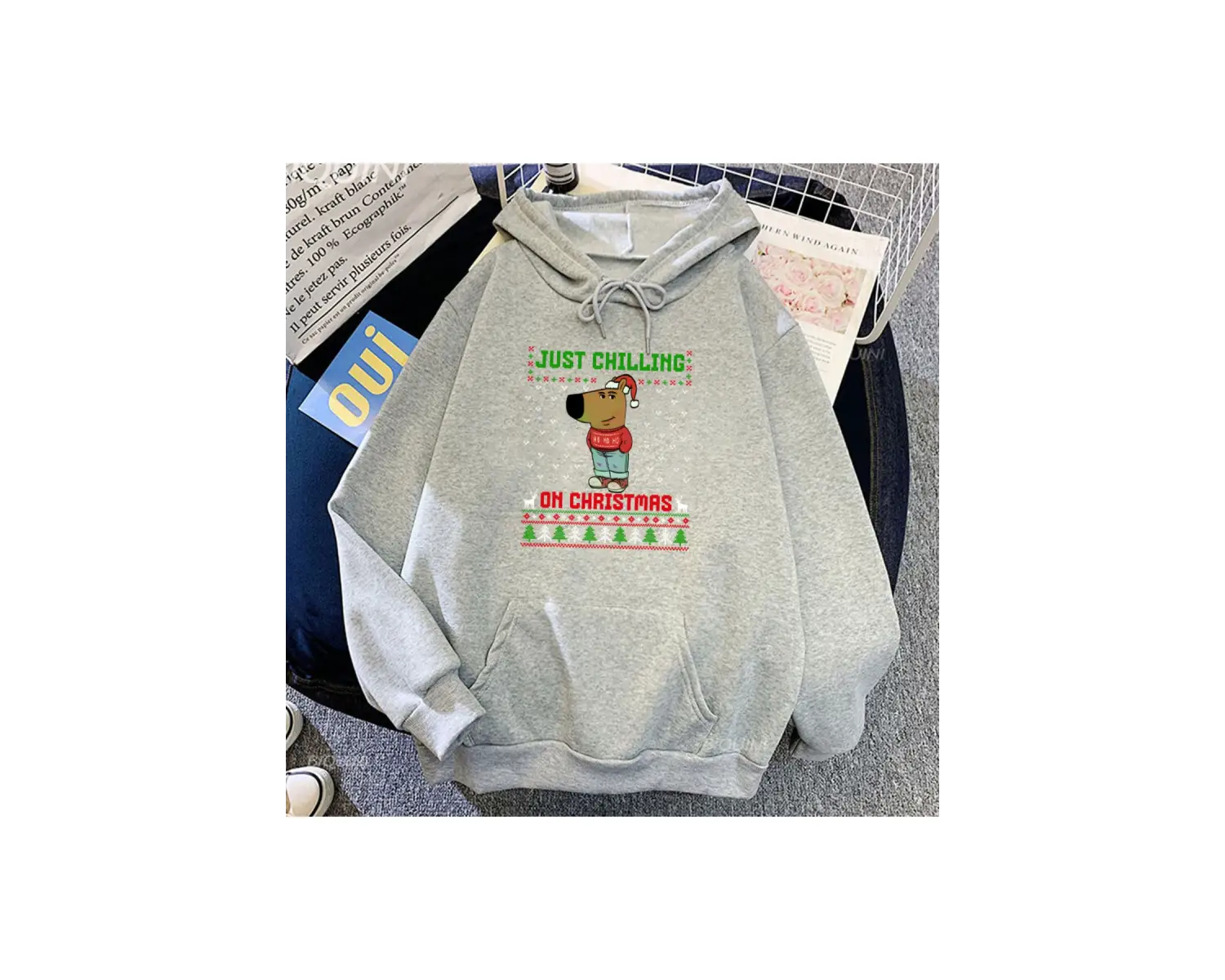 Beyaz Unisex Chill Guy Chilling Noel Moletom Masculino KapşonluekKış