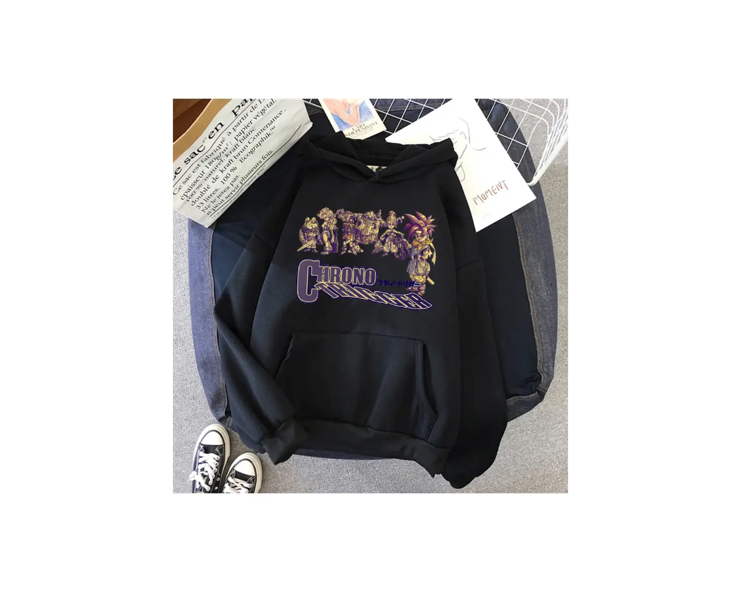 Beyaz Unisex Chrono tetik baskılı savaşçı kılıç ile rahat renkli kapüşonlu Ha