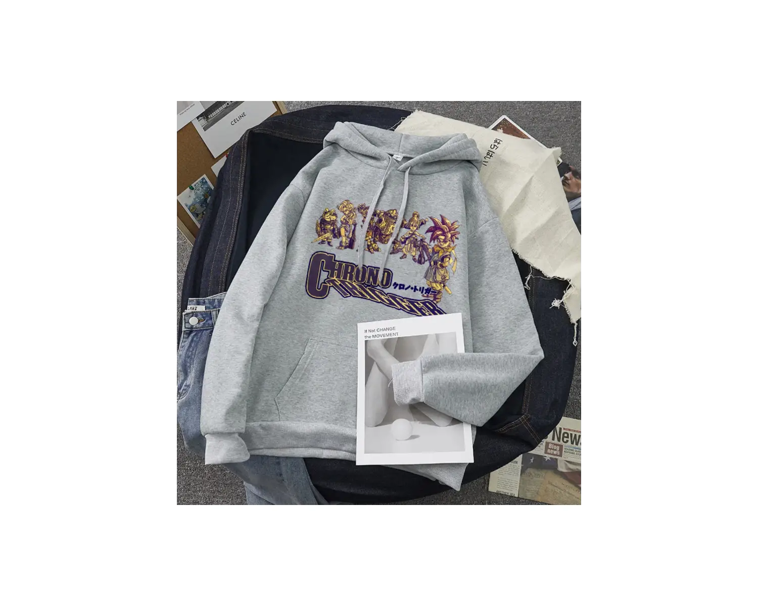 Beyaz Unisex Chrono tetik baskılı savaşçı kılıç ile rahat renkli kapüşonlu Ha