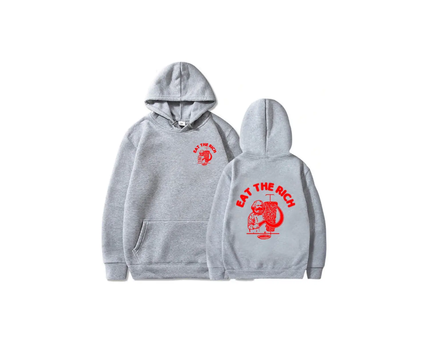 Beyaz Unisex Doner kebabı zengin Hoodie temel sonbaharHarajuku çift baskılı