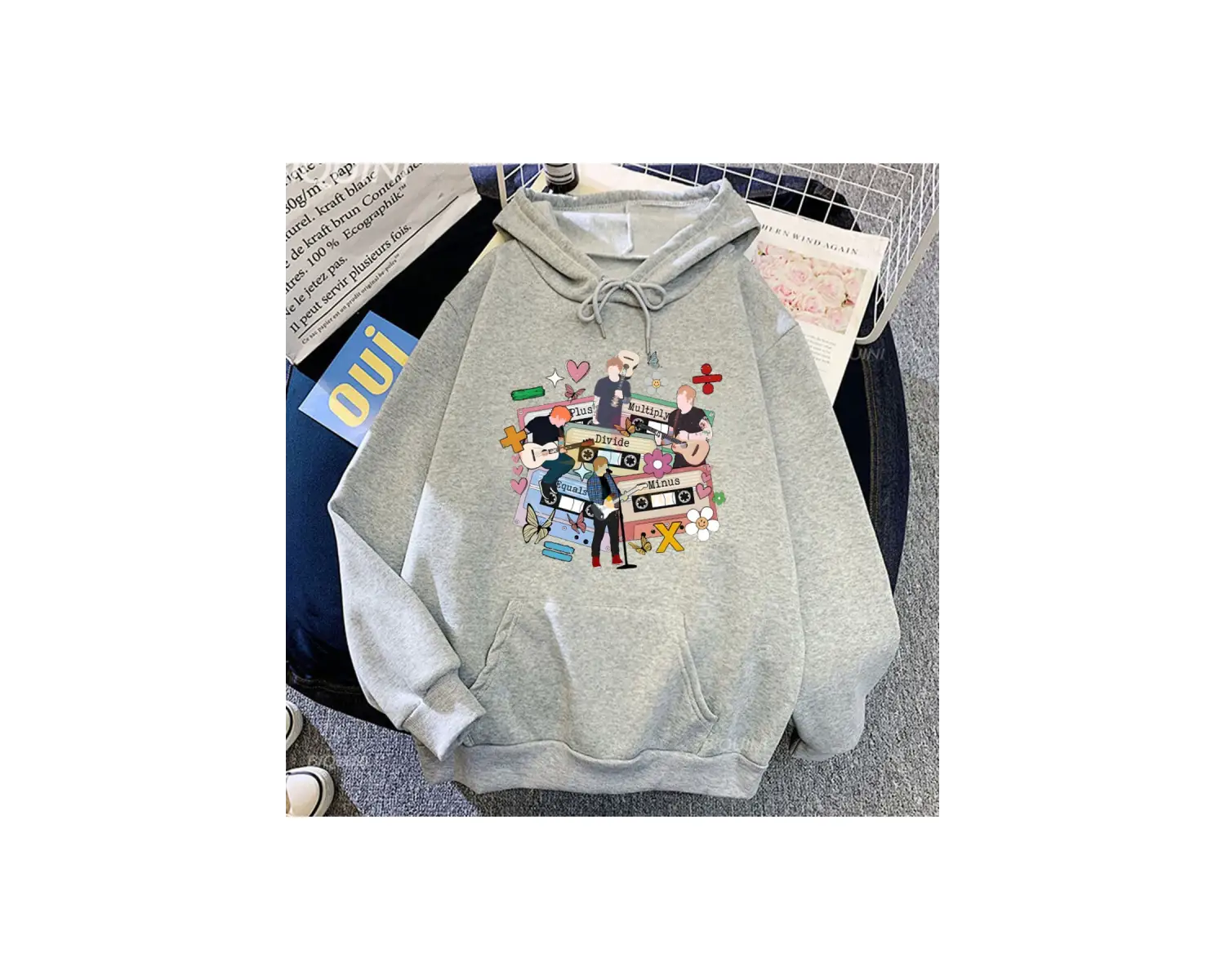 Beyaz Unisex Ed Sheeran Tur Kapüşonlular ErkekEstetikiyim Cep