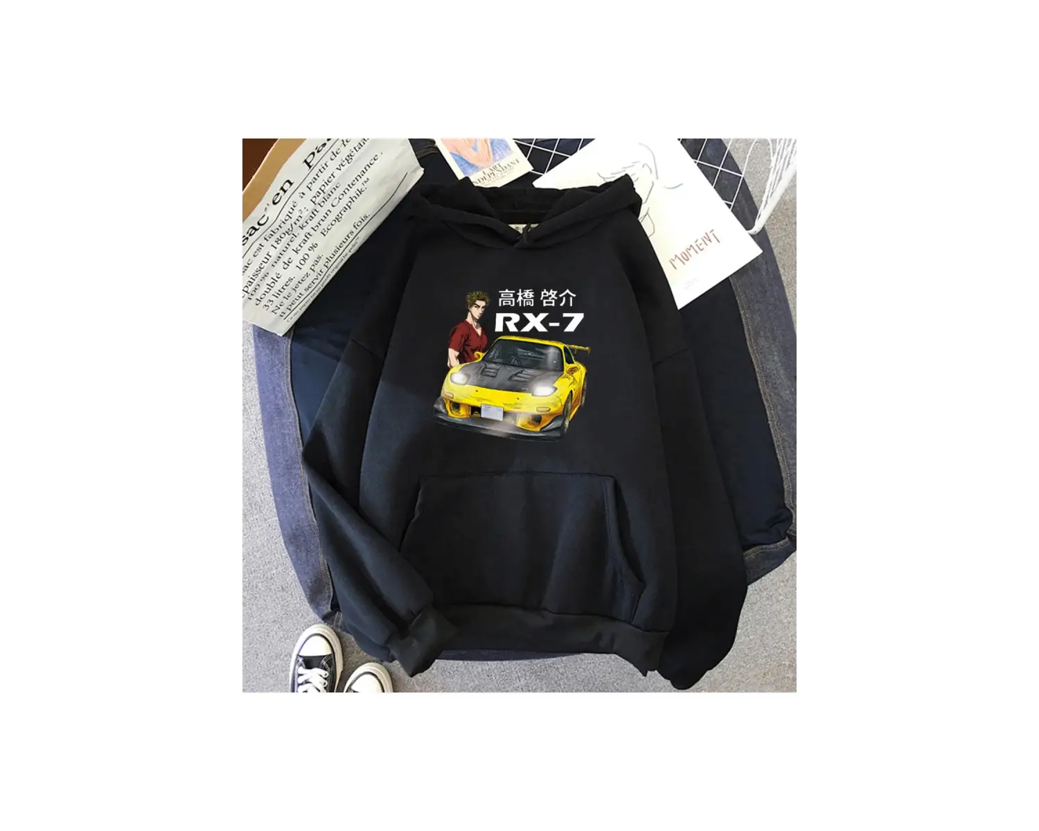 Beyaz Unisex Fujiwara Tofu dükkanı AE86 Manga Hoodie lar kewomen ke Takahashi FD RX7 kapüşon