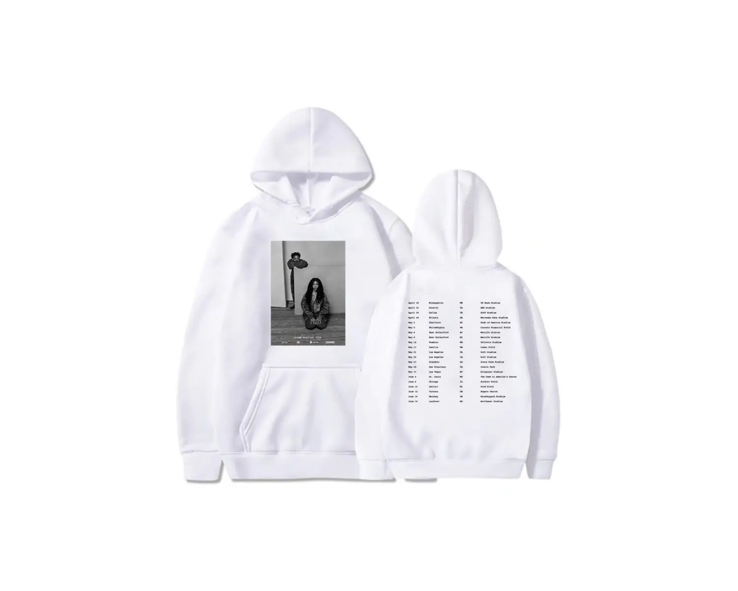 Beyaz Unisex Grand-National Tour 2025 GNX Kendrick Lamar X SZA Printing Sweatshirts Streetwear