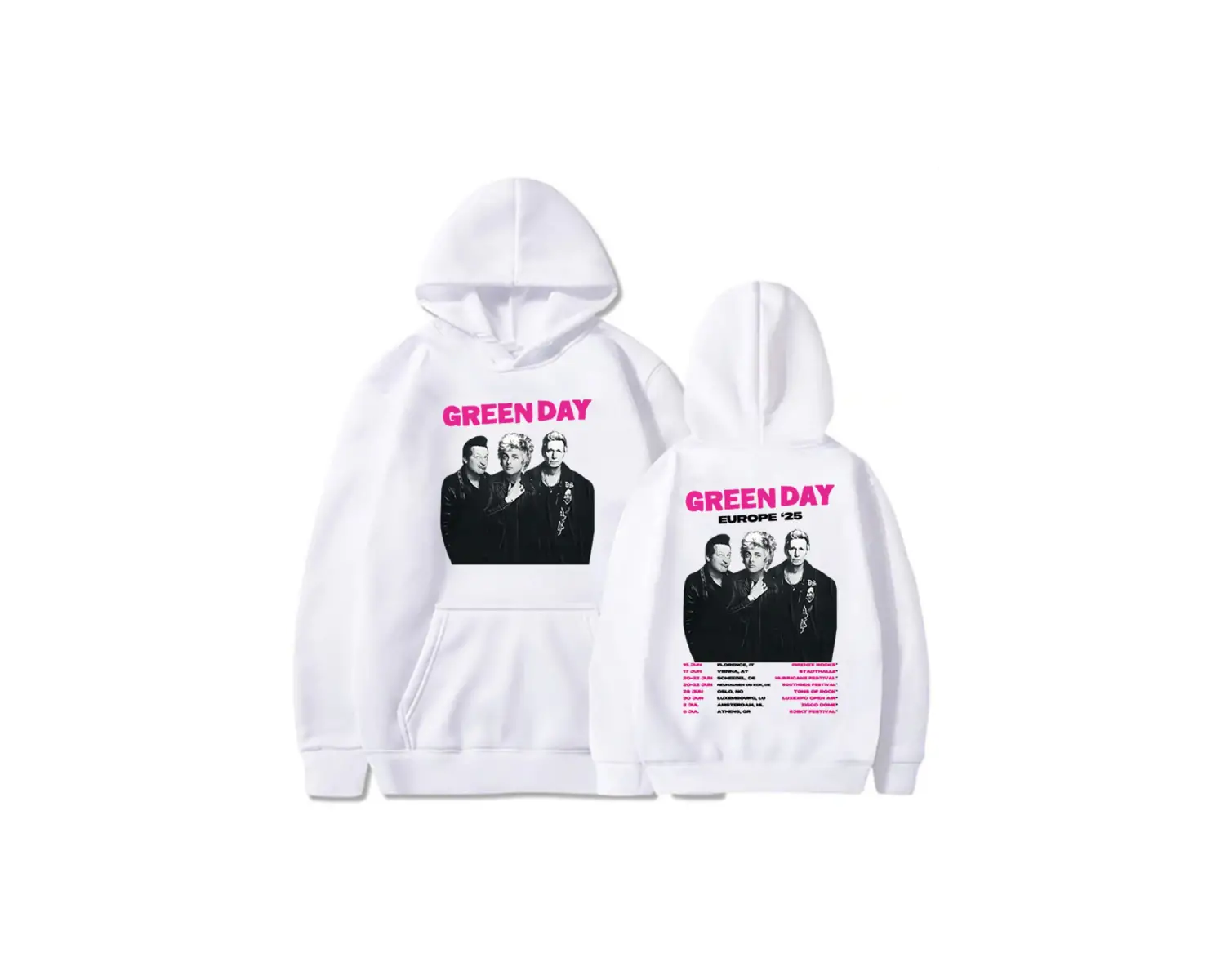 Beyaz Unisex Grup Yeşil Gün Avrupa 25 Kapüşonlularkak Şıklığı Kapşonlu