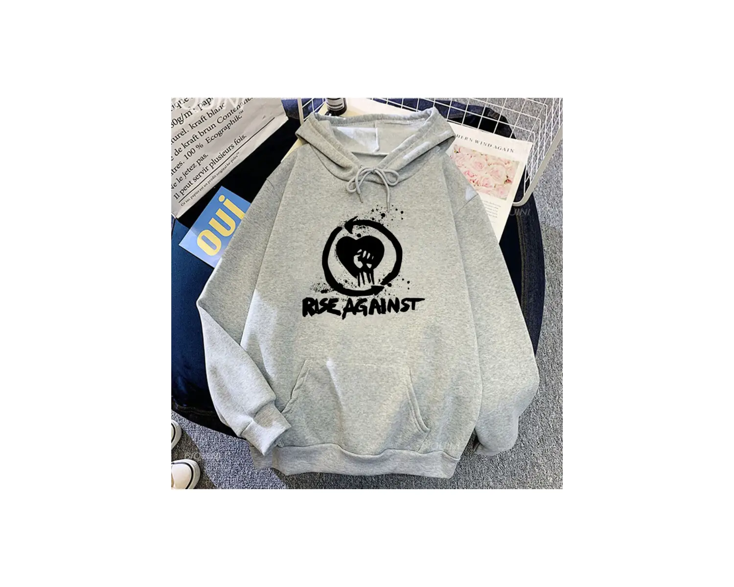 Beyaz Unisex Hip Hop grafik Moletom karşı yükselişi Masculino kapşonlu mod