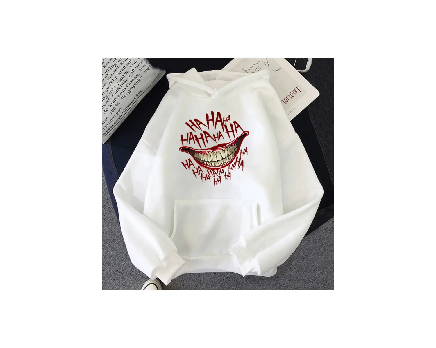 Beyaz Unisex Hip Hop Lol Gülüyor Cehennem Kapşonlu Sudaderas G