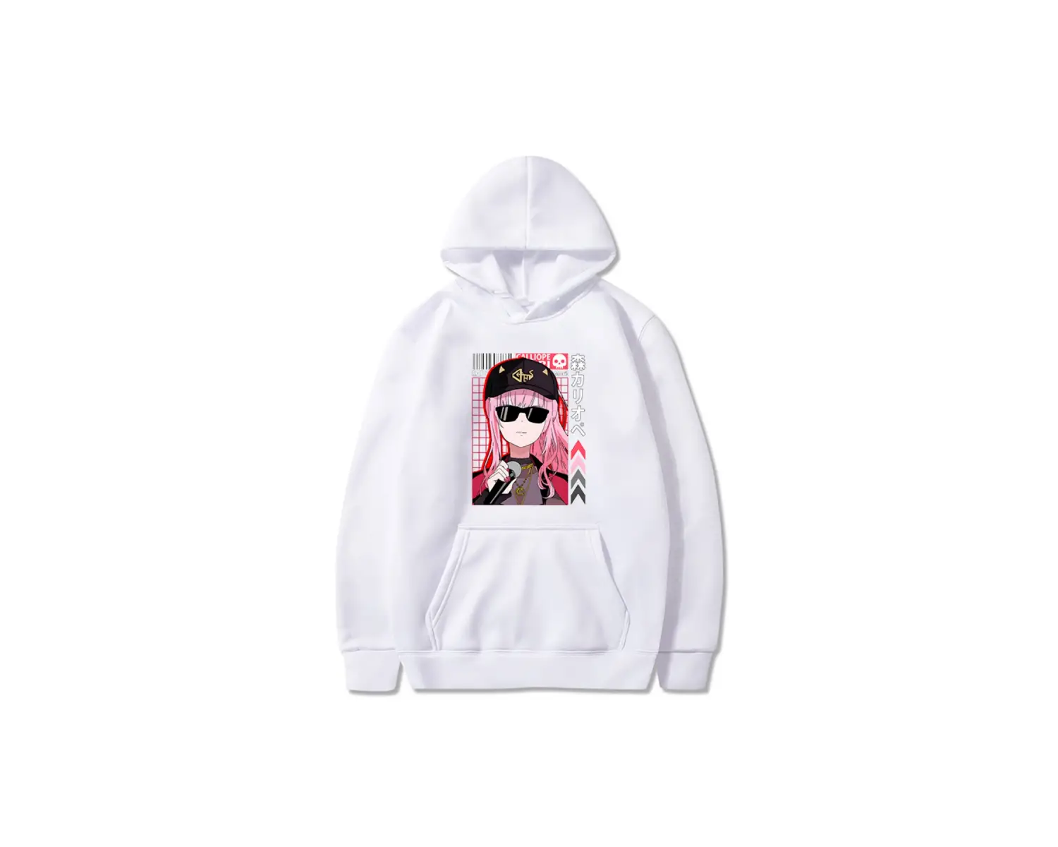 Beyaz Unisex Hololive VTuber Calliope Mori Merch Hoodie casual kapşonlu