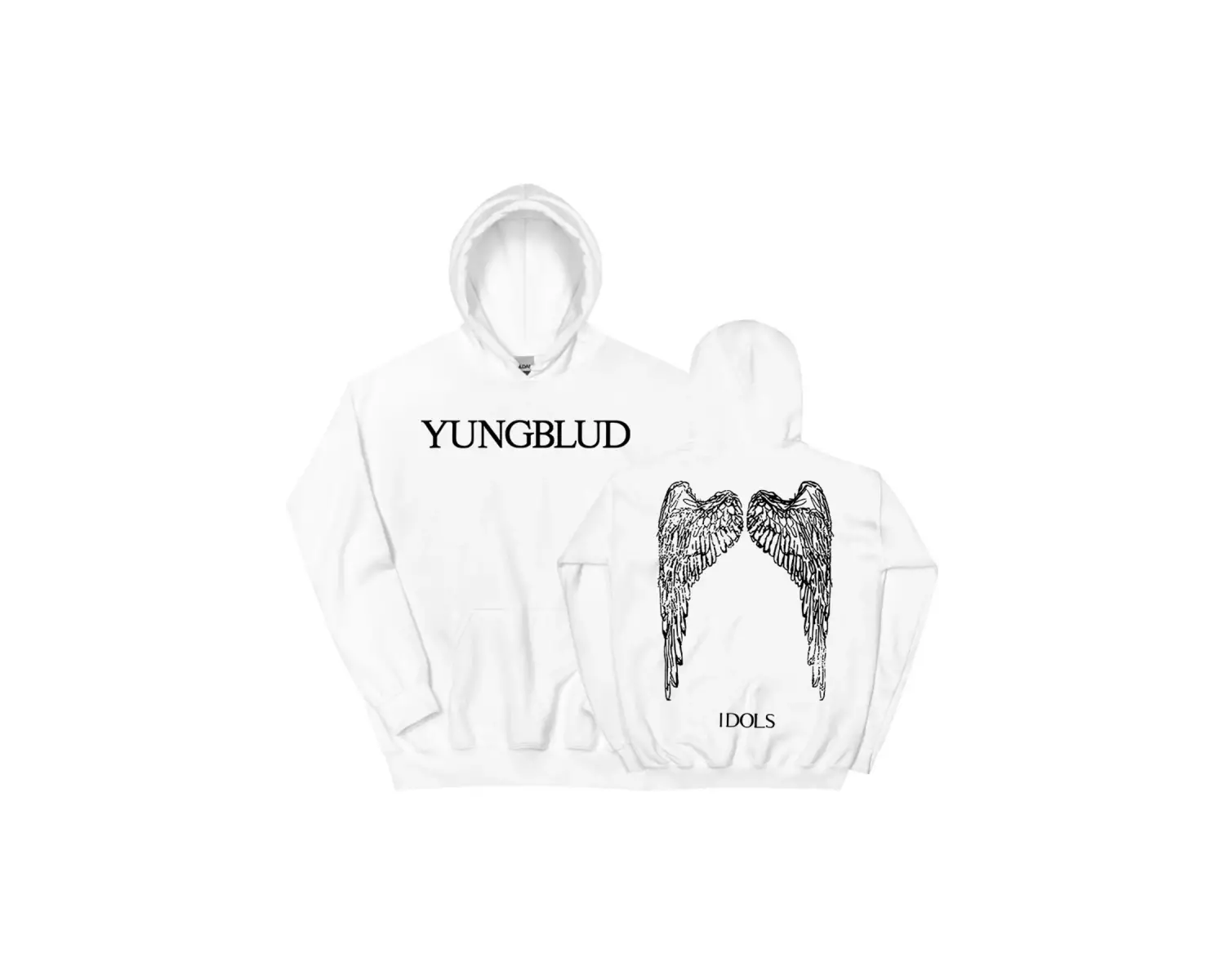 Beyaz Unisex Idols Wings Hoodie YUNGBLUD Grafik Baskırunge Moda Rahat