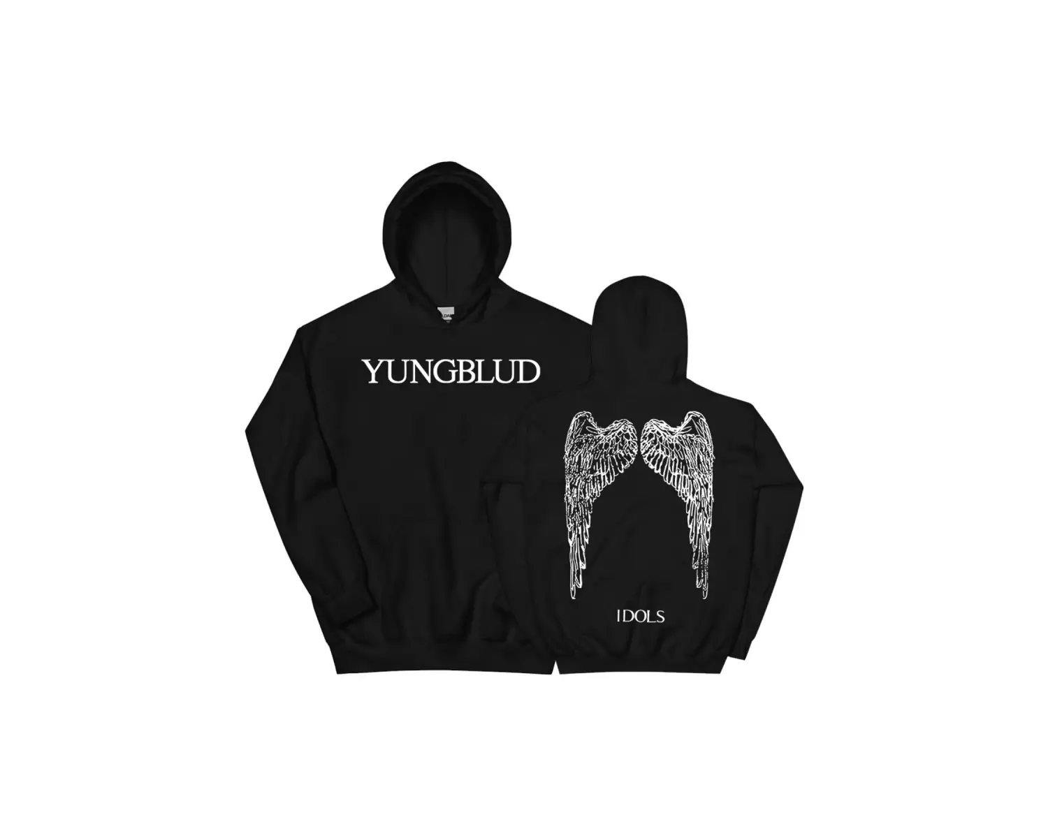 Beyaz Unisex Idols Wings Hoodie YUNGBLUD Grafik Baskırunge Moda Rahat