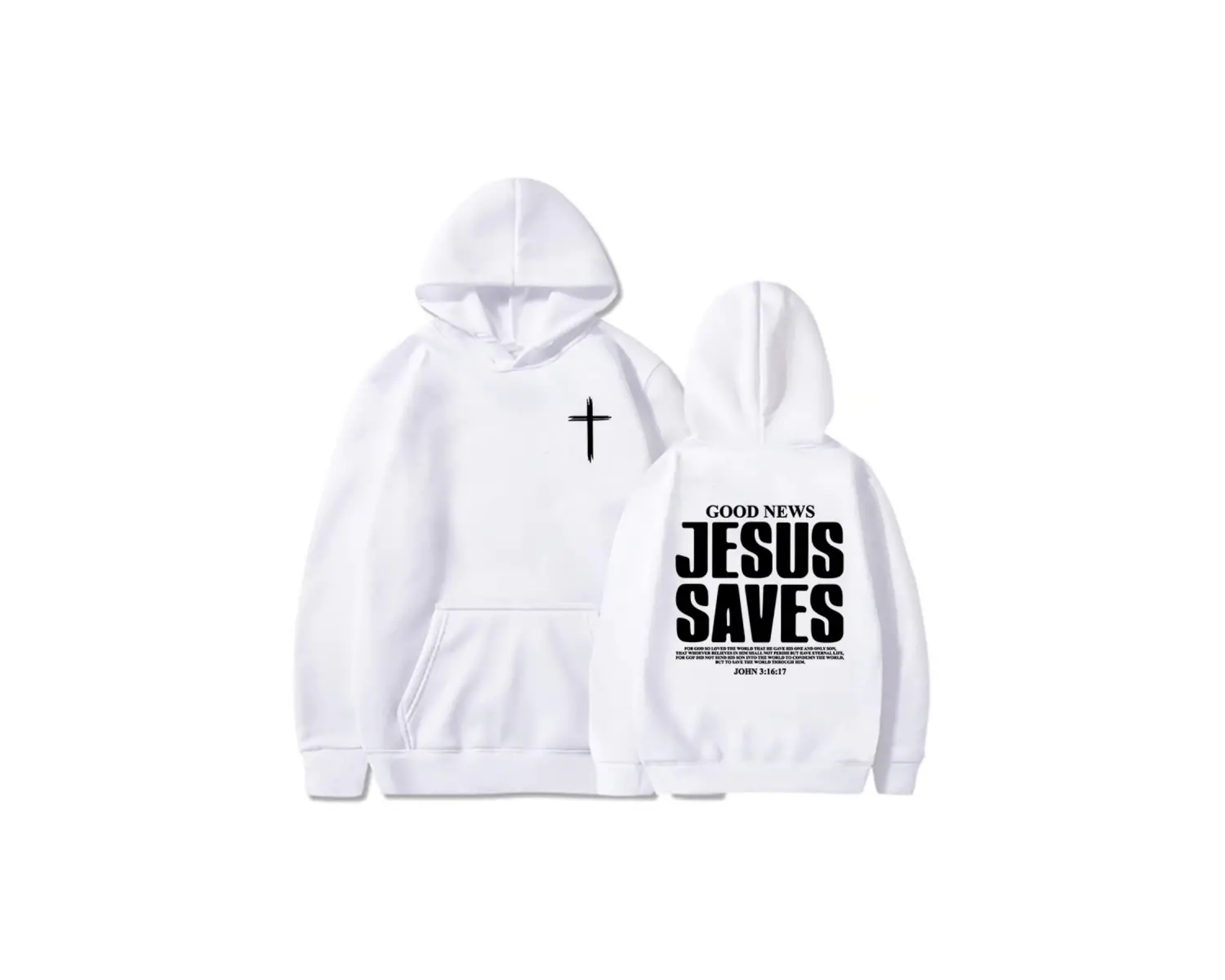 Beyaz Unisex İsa Johnu Kurtarır 3:16:17 Kapüşonlular Hıristiyan İncil Ayeti