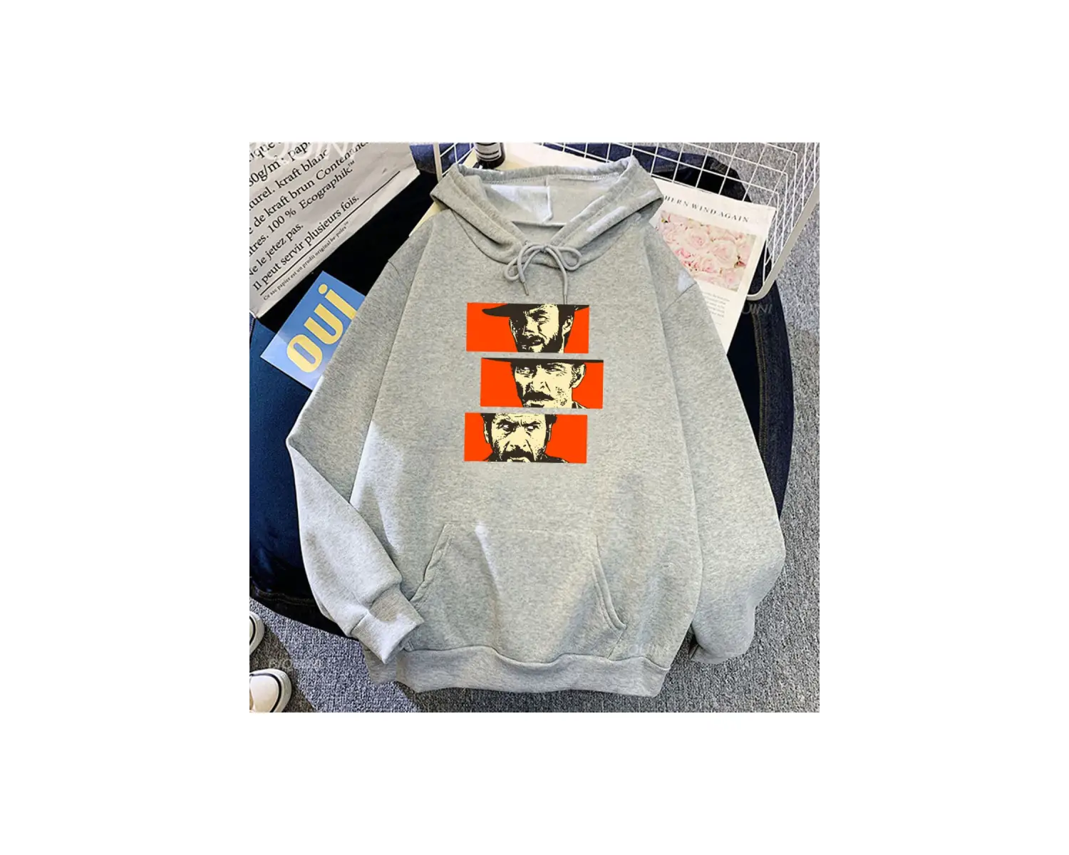 Beyaz Unisex Iyi kötü ve çirkin kapşonlu TV serisi grafik baskı St