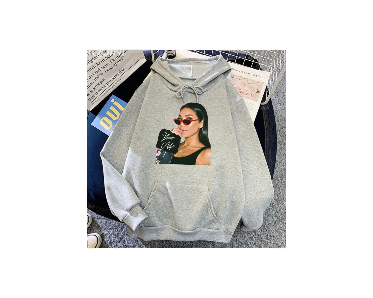 Beyaz Unisex Jhene Aiko kapüşonlu Streetwear şarkıcı grafik baskı