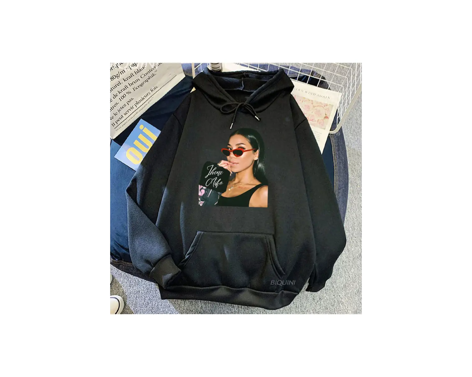 Beyaz Unisex Jhene Aiko kapüşonlu Streetwear şarkıcı grafik baskı