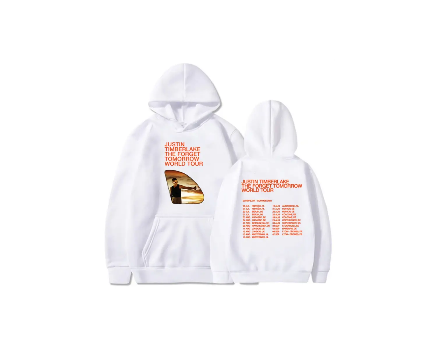 Beyaz Unisex Justin Timberlake yarın dünya turu giyim yumuşak grafik baskıse