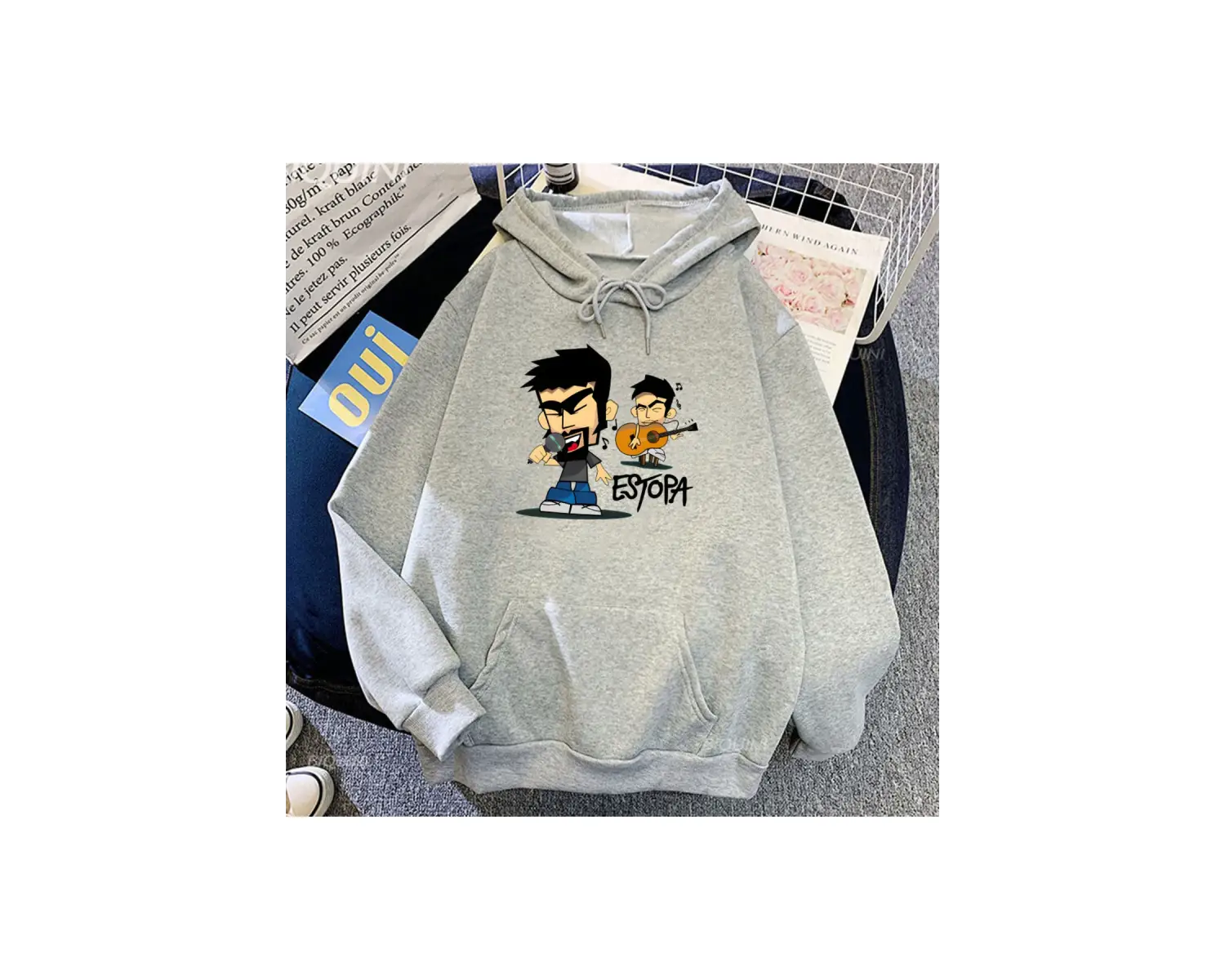 Beyaz Unisex Kapşonlu Pullovers pa kayaRumba Duo kıyafetleri rahat moda g