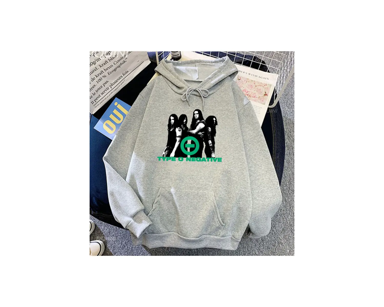 Beyaz Unisex Kaya zihinsel bant tipi O negatif deras rahat erkekgrafik