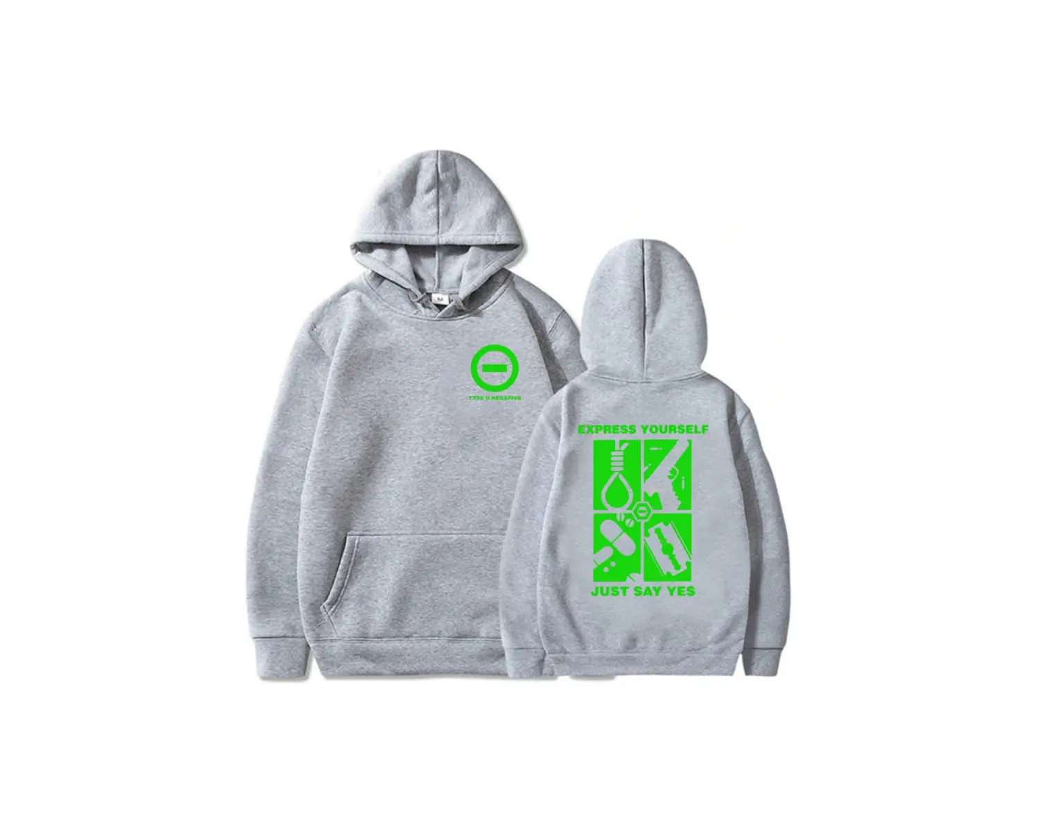 Beyaz Unisex Kendinizi İfade Edin Sadece Evet Söyle Kapüşonlular Tip O Negatif Rock Grubu Uzun Kol