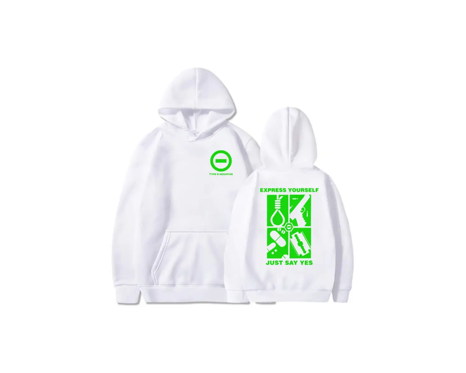 Beyaz Unisex Kendinizi İfade Edin Sadece Evet Söyle Kapüşonlular Tip O Negatif Rock Grubu Uzun Kol