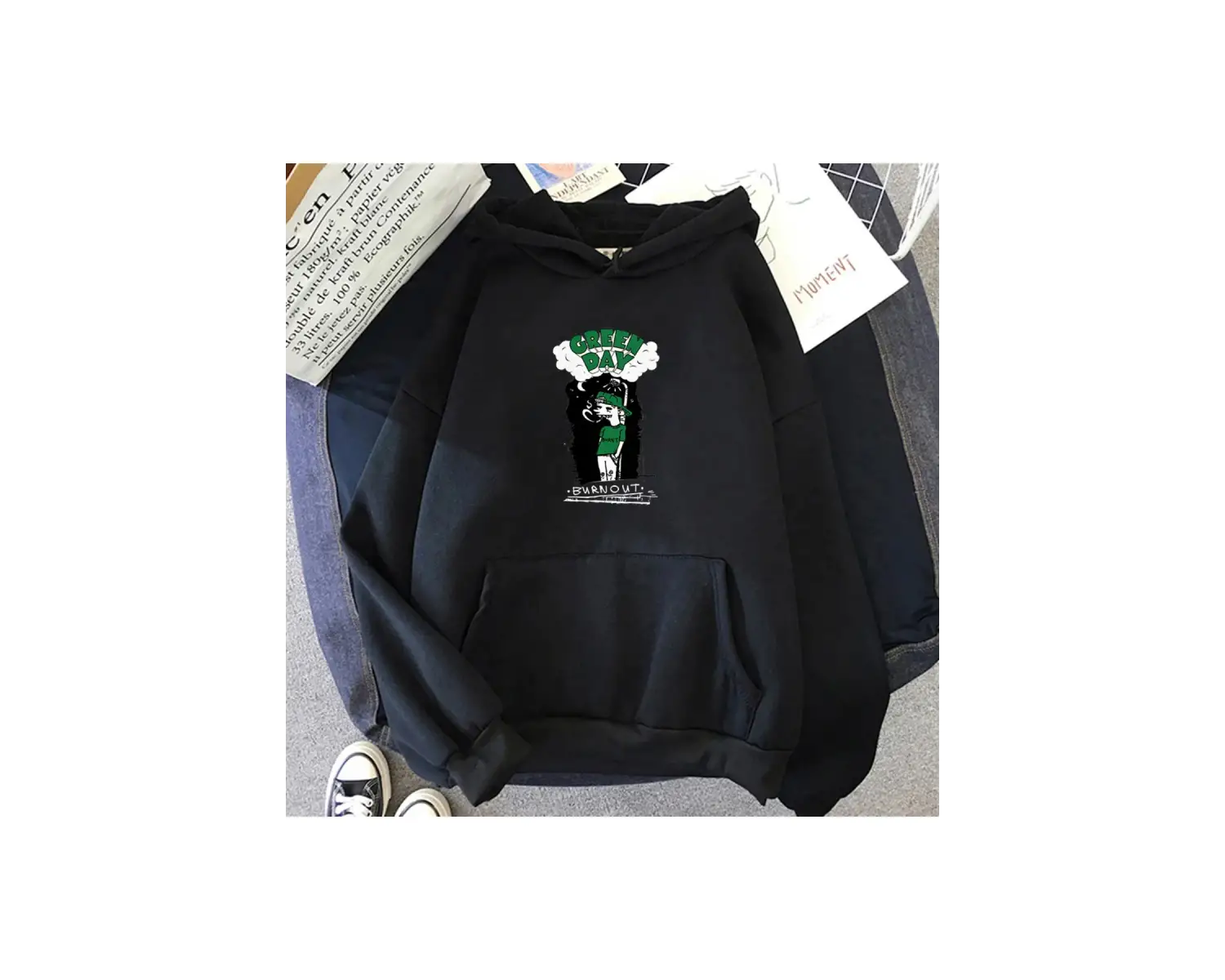 Beyaz Unisex Müzik G-yeşil Gün Rock Grubu Estetik Kapşonlu Hip Hop Ağır Zihinsel Sweatwear Çift K