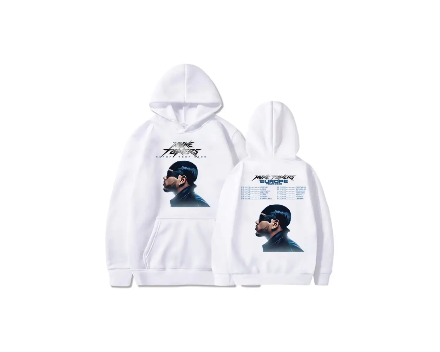 Beyaz Unisex Myke Towers Avrupa Turu Casual ErkekSokak