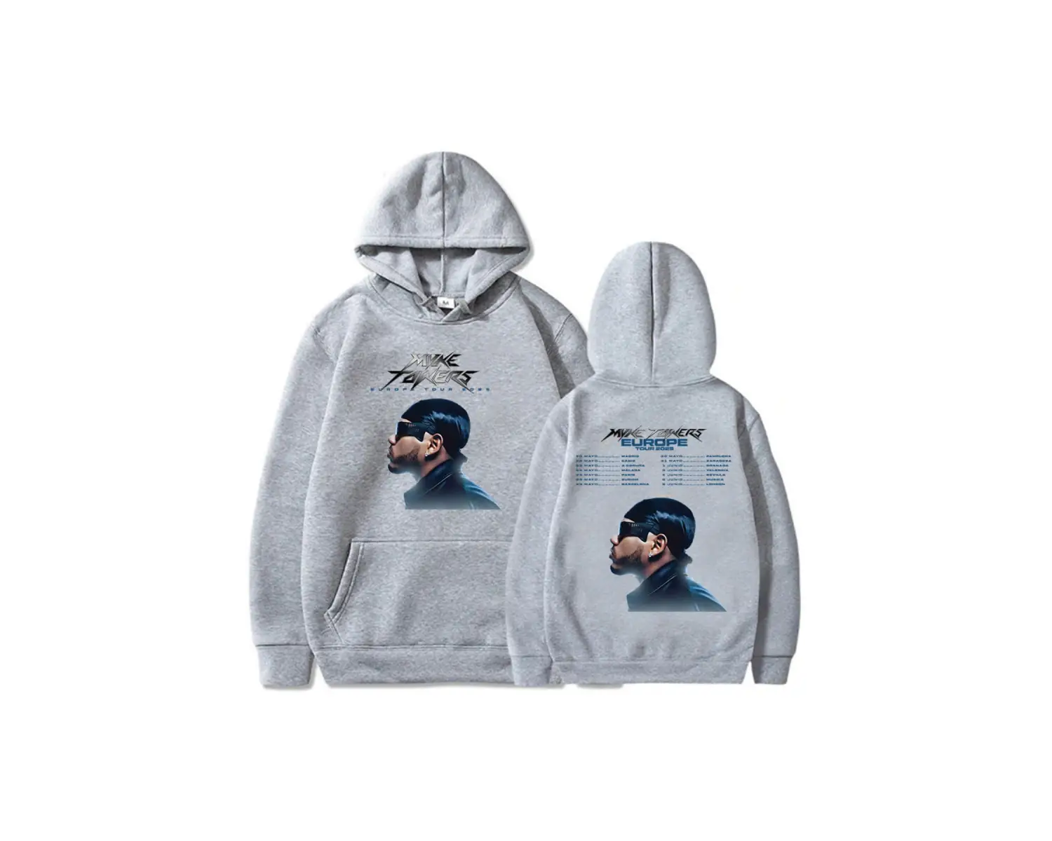 Beyaz Unisex Myke Towers Avrupa Turu Casual ErkekSokak