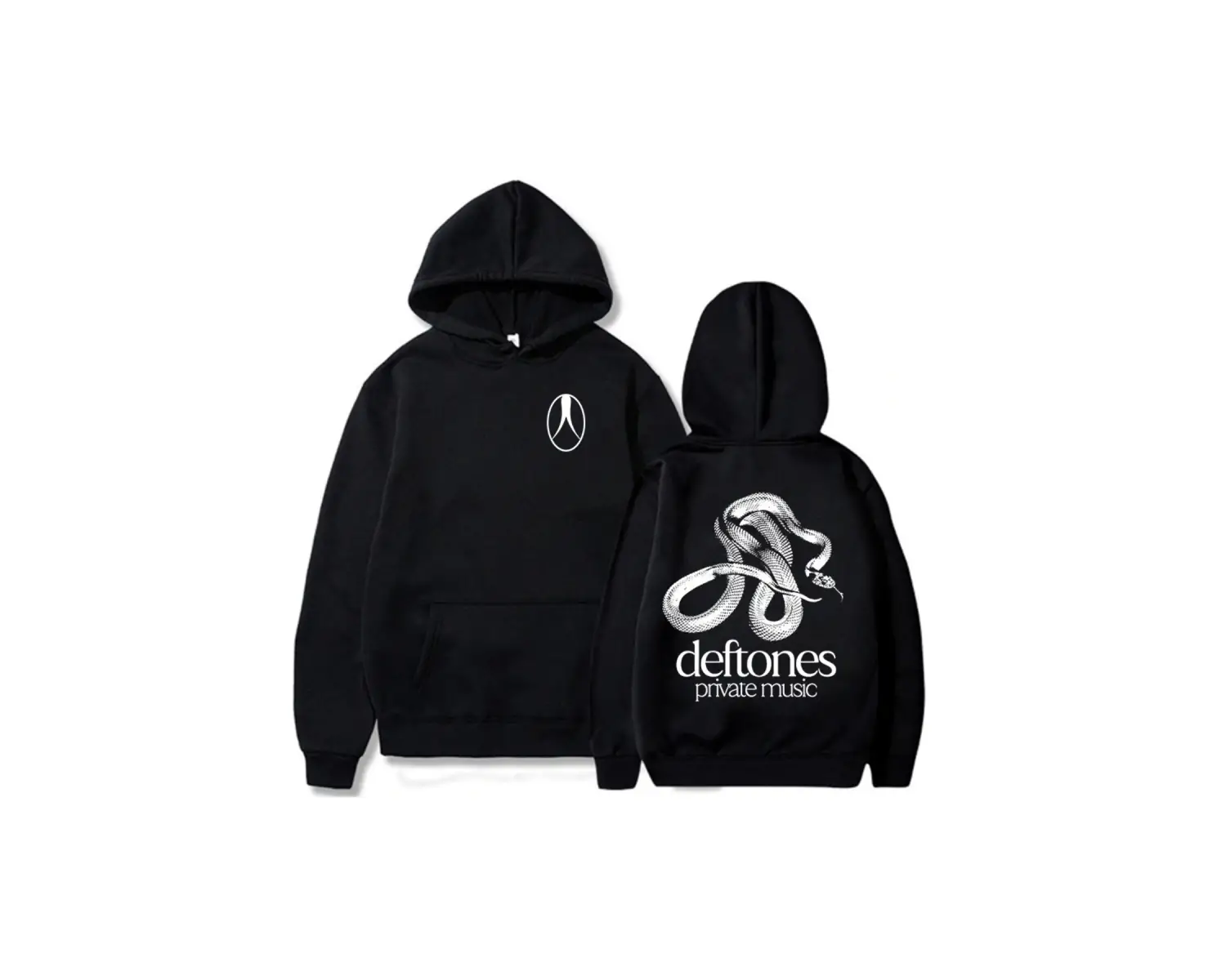 Beyaz Unisex Özel Müzik Işlemeli Hoodie Rock Grubu Deftones Streetweed Moda